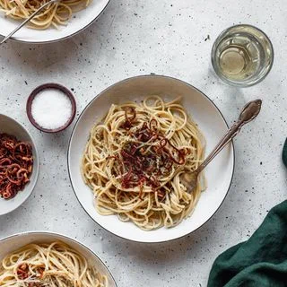 Cacio E Pepe With Fried Shallots