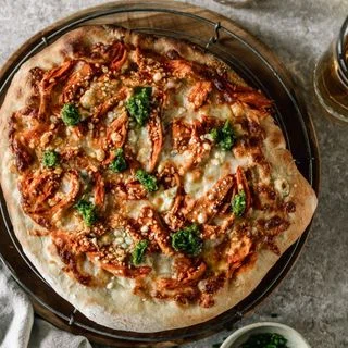 Buffalo Chicken Pizza With Chive Pesto