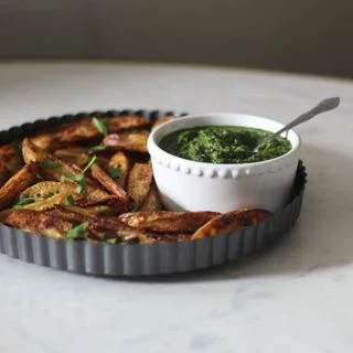 Potato Wedges With Zhoug + Garlic Aioli