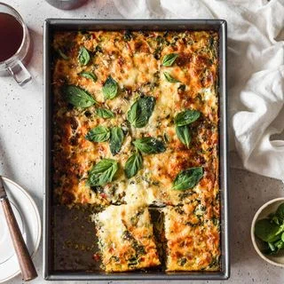 Roasted Veggie Breakfast Casserole With Pesto