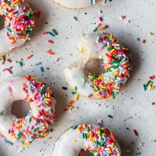 Birthday Cake Donuts With Vanilla Glaze