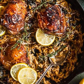 Creamy Tuscan Chicken And Orzo Skillet