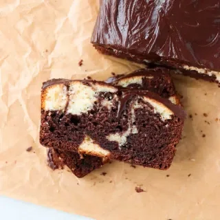 Marbled Pound Cake with Chocolate Icing