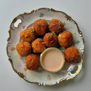Cheese Stuffed Crispy Buffalo Potato Balls