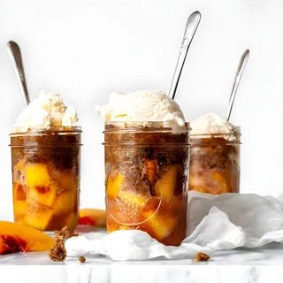 Peach Cobbler in a Jar (Gluten Free + Vegan)