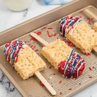 Chocolate Covered Rice Krispy Treat Flags
