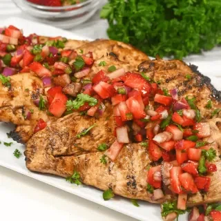 Grilled Balsamic Chicken with Strawberry Salsa