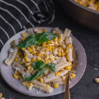 Brown Butter Corn Pasta with Basil and Parmesan