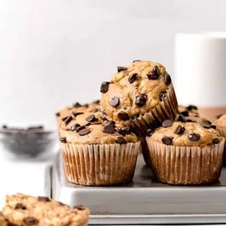 Banana Tahini Chocolate Chip Muffins