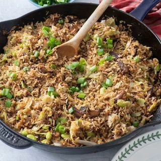 Crispy Rice with Shiitakes and Cabbage