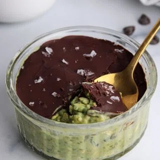 Matcha Overnight Oats with Chocolate Shell