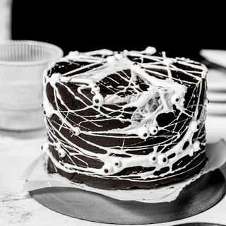 Black Cocoa Spider Web Cake