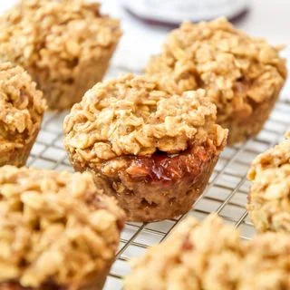 Peanut Butter & Jelly Baked Oatmeal Cups