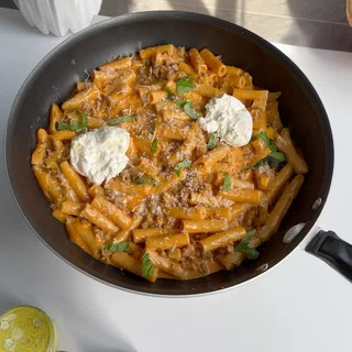 Creamy Sausage Pasta with Burrata