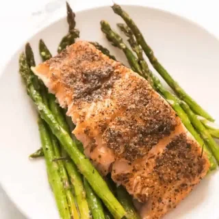 Air Fryer Salmon and Asparagus