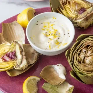 Steamed Artichokes with Lemon Yogurt Dipping Sauce
