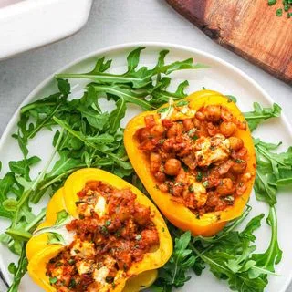 Harissa Chickpea Stuffed Peppers