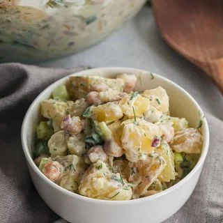 Dill Potato Salad with Chickpeas and Cottage Cheese Dressing
