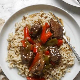 Beef Tips and Rice