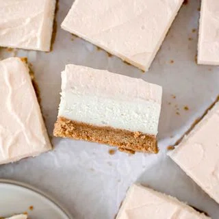 Vanilla Cheesecake Bars with Caramel Mousse