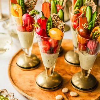Super Simple Crudités Cups with Pesto Dip
