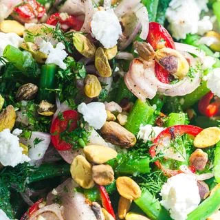 Green Bean Salad with Fresno Chili, Herbs & Goat Cheese