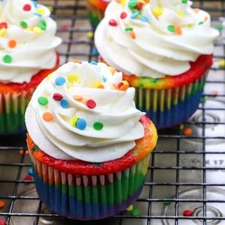 Rainbow Colorful Cupcakes