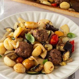 Sheet Pan Ratatouille with Meatballs & Gnocchi