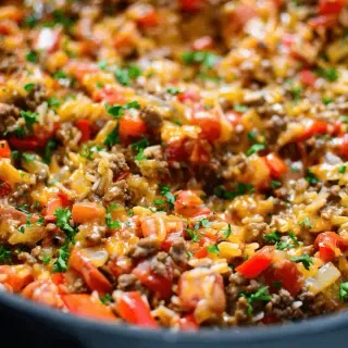 Tex Mex Ground Beef and Rice Skillet