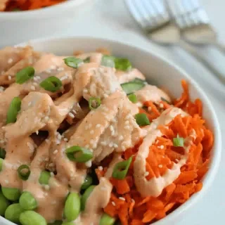 Teriyaki Salmon Bowls with Spicy Mayo Sauce