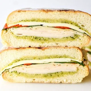 Pesto Chicken Overnight Pressed Sandwiches