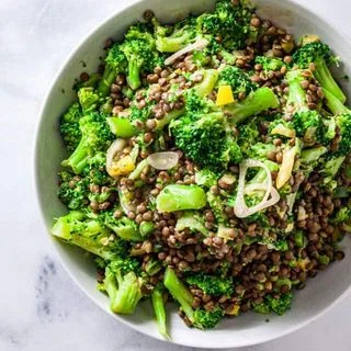 Broccoli Lentil Salad with Anchovy Salad Dressing