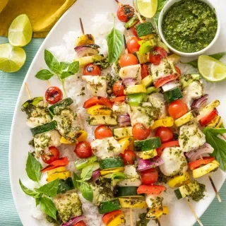 Halibut Pesto Kabobs