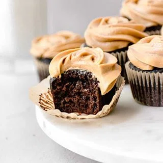 Chocolate Cupcakes with Burnt Sugar German Buttercream