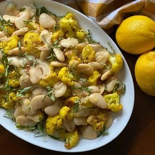 Roasted Cauliflower with Butter Beans
