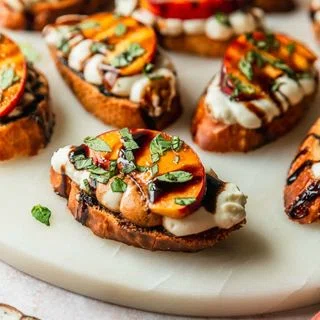 Whipped Ricotta Crostini with Juicy Peaches