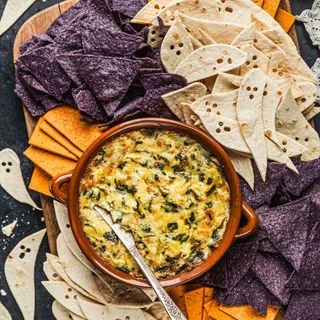 Spooky Halloween Chips & Artichoke Dip