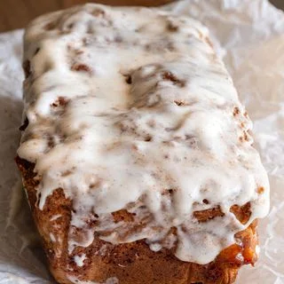 Brown Butter Peach Fritter Cake With Vanilla Glaze