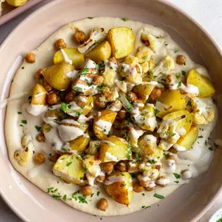 Roasted Potato, Chickpea, and Cauliflower Bowls