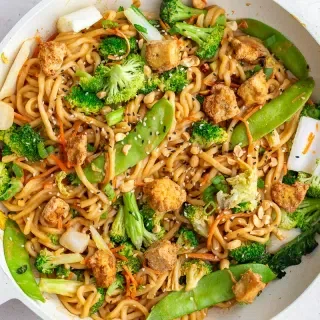Peanut Tofu Noodles with Veggies