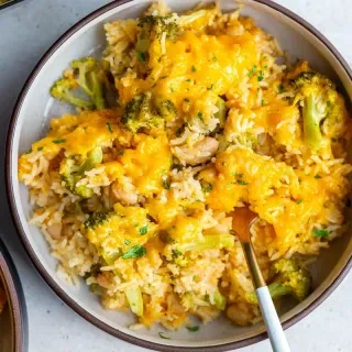 Broccoli Cheese Rice Casserole (High Protein!)