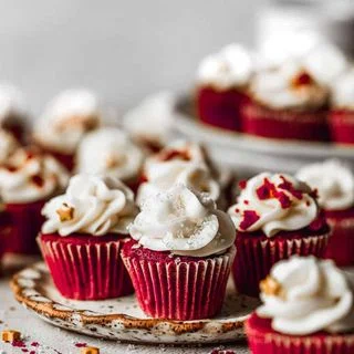 Mini Red Velvet Cupcakes with Cream Cheese Frosting