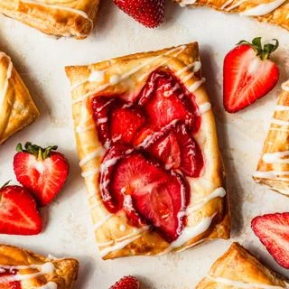 Cream Cheese Strawberry Danish with Puff Pastry