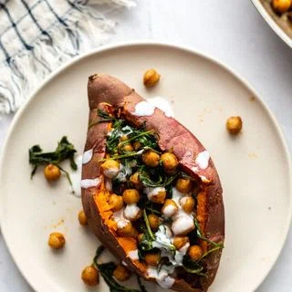 Chickpea Stuffed Sweet Potatoes