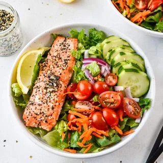 Everything Bagel Baked Salmon Salad Bowls