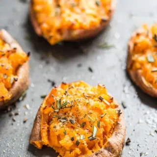 Garlic Smashed Sweet Potatoes