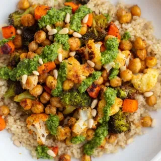 Roasted Veggie Chimichurri Bowls