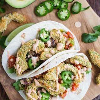 Baked Avocado Tacos w/ Roasted Veggie Salsa