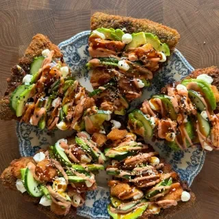Crispy Tempura Shrimp Sushi Pizza