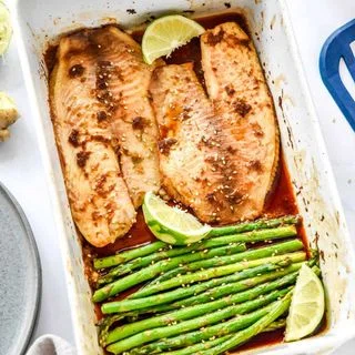 Ginger Soy Tilapia and Broiled Asparagus